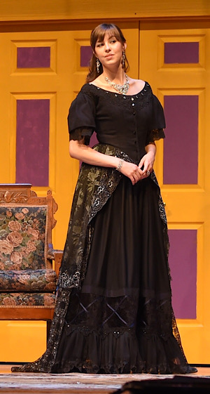 Purple off the shoulder Victorian gown